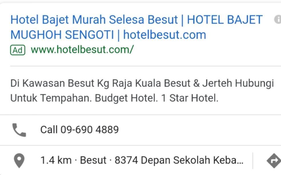 Hotel Bajet Mughoh Sengoti Jertih Exteriör bild